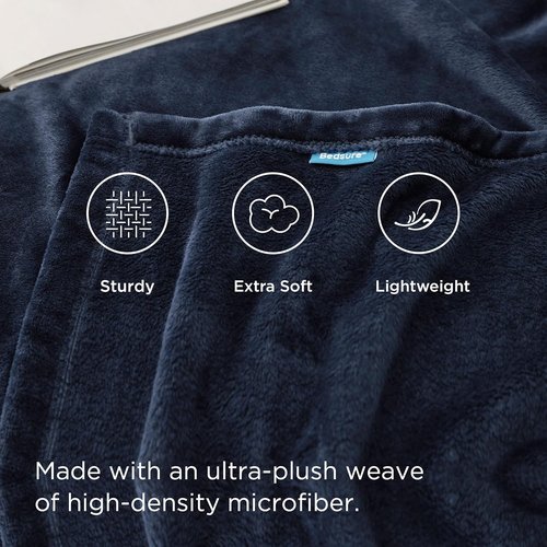 Bedsure GentleSoft Fleece Blanket - Lightweight Plush Cozy Twin Size Navy Blue, 60x80 Inches