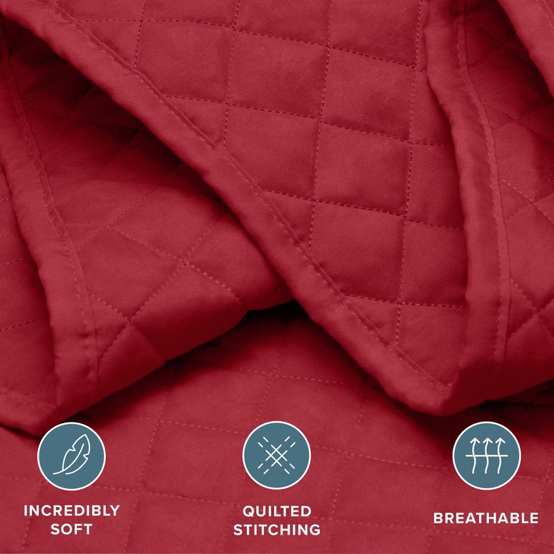 Bare Home Coverlet Set - Full/Queen - Lightweight Bed Decor - Comforter Alternative - All-Season Quilted Bedspread (Full/Queen, Red)