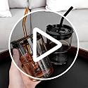 13oz Glass Tumbler with Lid and Straw, Thick-Walled Iced Coffee Cup