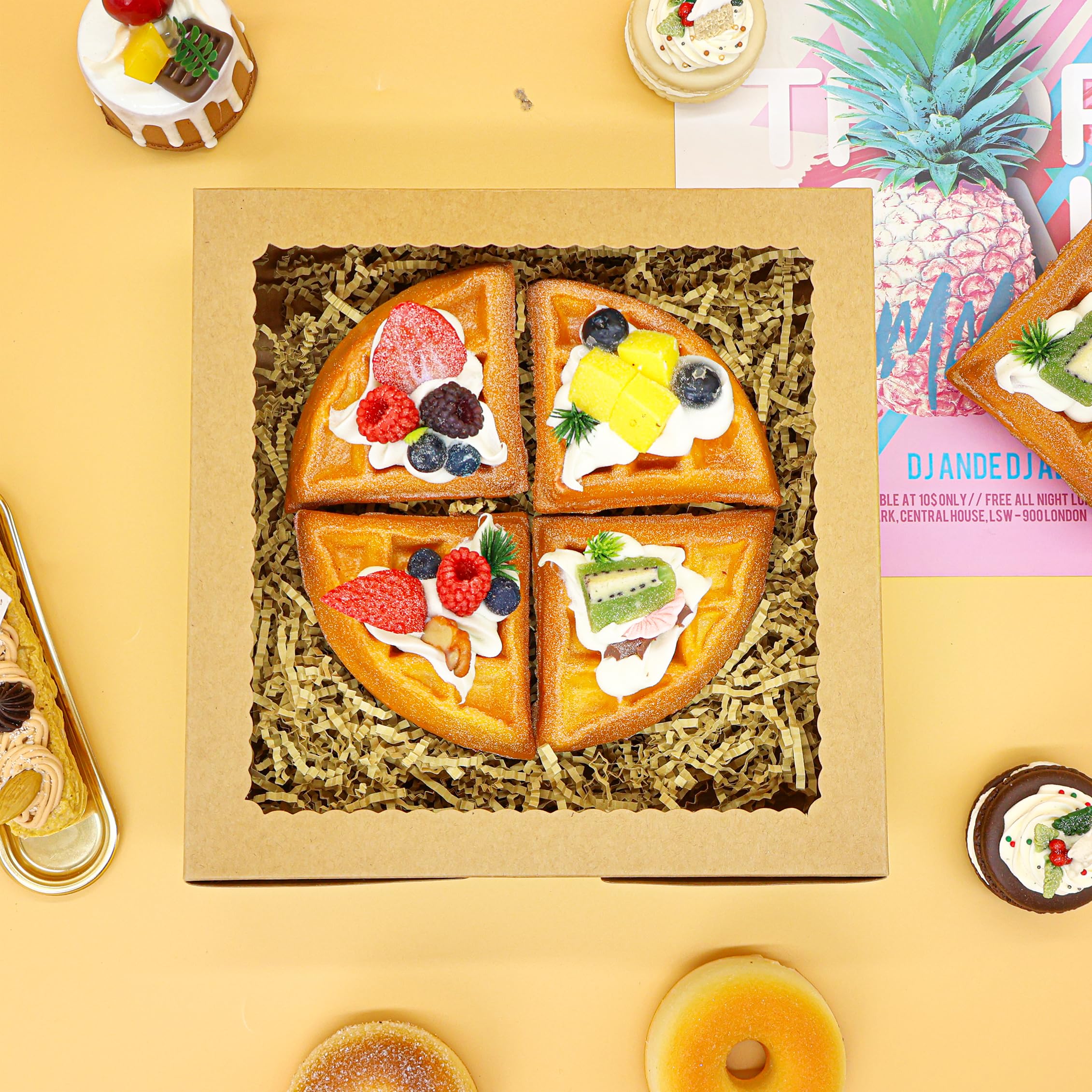 12pcs 9x9x2.5 Inches Brown Pie Box Bakery Boxes with Window Cookie boxes Treat Boxes Dessert Boxes Donut Boxes Muffin Boxes for Pastry Candy Small Cake Cupcake for Gift Giving Party