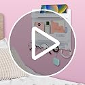 Bedside Wall Mount Organizer Shelf with Hooks and Adhesive Backing