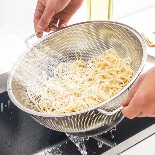 Kaishun Stainless Steel Colander - 3-Quart Kitchen Strainer for Pasta, Fruits & Vegetables | Dishwasher Safe