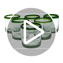 4 oz Small Cognac Glasses Set of 6 with Emerald Green Rim - Recycled, Lead-Free