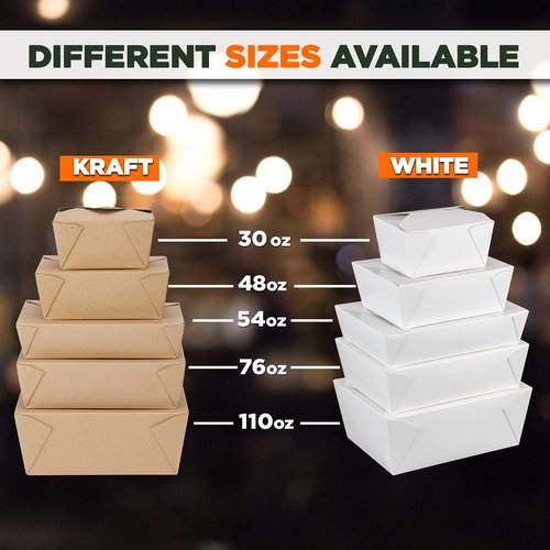Fit Meal Prep 50 Pack 48 oz Disposable Take Out Containers Microwaveable Kraft Paper To Go Boxes for Food To Go Containers Takeout Containers Leakproof Greaseproof for Restaurants, Food Service, Party