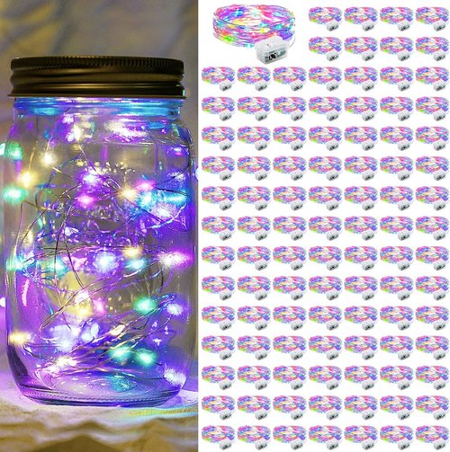 Fairy Lights 7Ft | 20 LED Twinkle String Lights - Battery Operated & Waterproof for Parties & Weddings (Rainbow-Pastel)