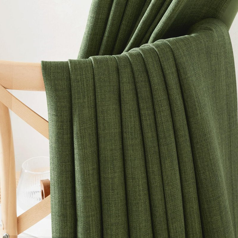 NICETOWN Room Darkening Froest Green Curtains 96 inches Long 2 Panels, Rod Pocket/Back Tab/Hook Belt Faux Linen Light Blocking Noise Canceling Window Drapes for Living Room/Bedroom, W50 x L96