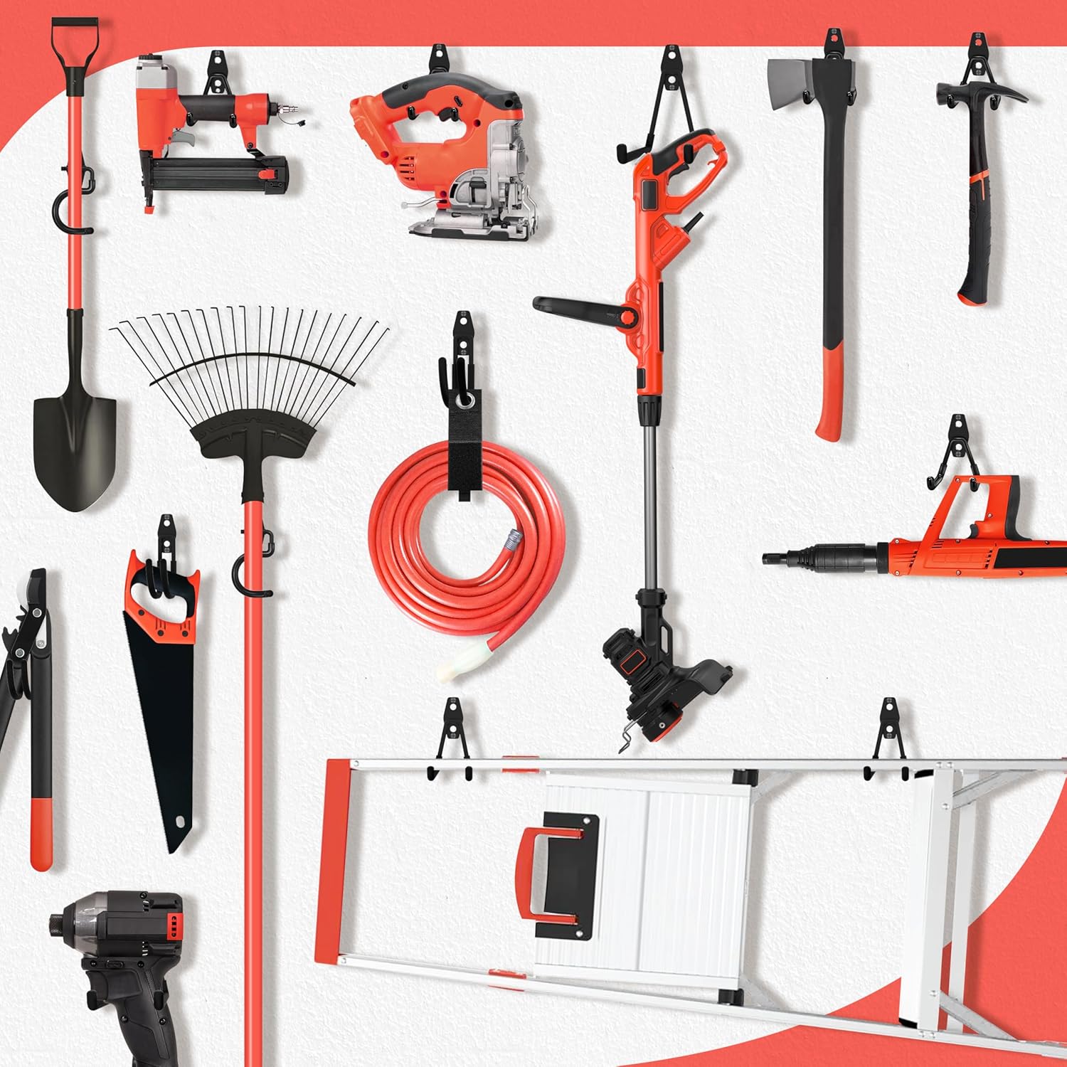 Skiennix 28 Pack Heavy Duty Garage Hooks - Non-Slip PVC Coated Storage Solution for Bikes, Ladders & Tools