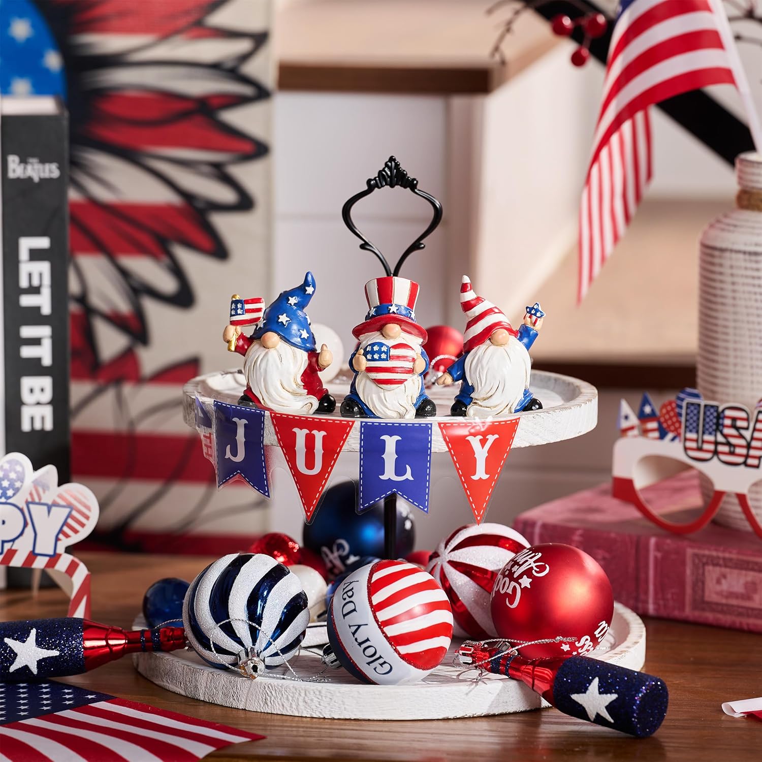 Valery Madelyn Patriotic Gnomes Decorations - 3Pcs Medium USA 250th Anniversary Home Decor
