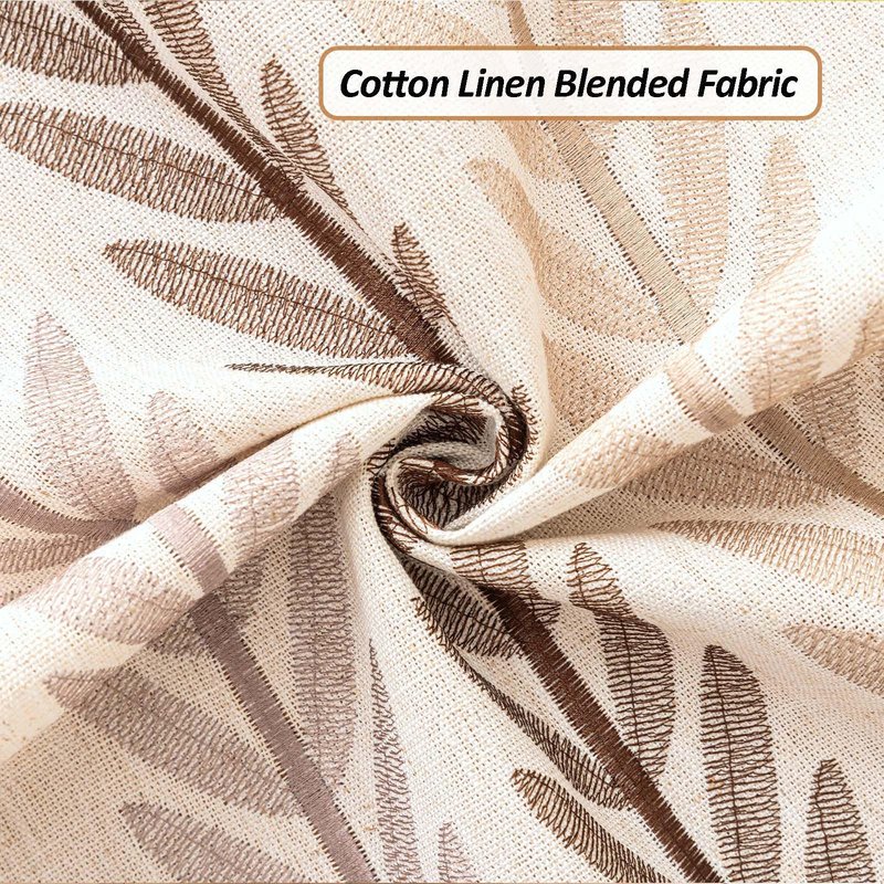 SIELUNO Waterproof Coffee Table Cloth, Coffee Table Covers for Living Room Rectangle Cotton Linen Tablecloth with Tassel Decoration-Beige Leaf- 20" x 60"
