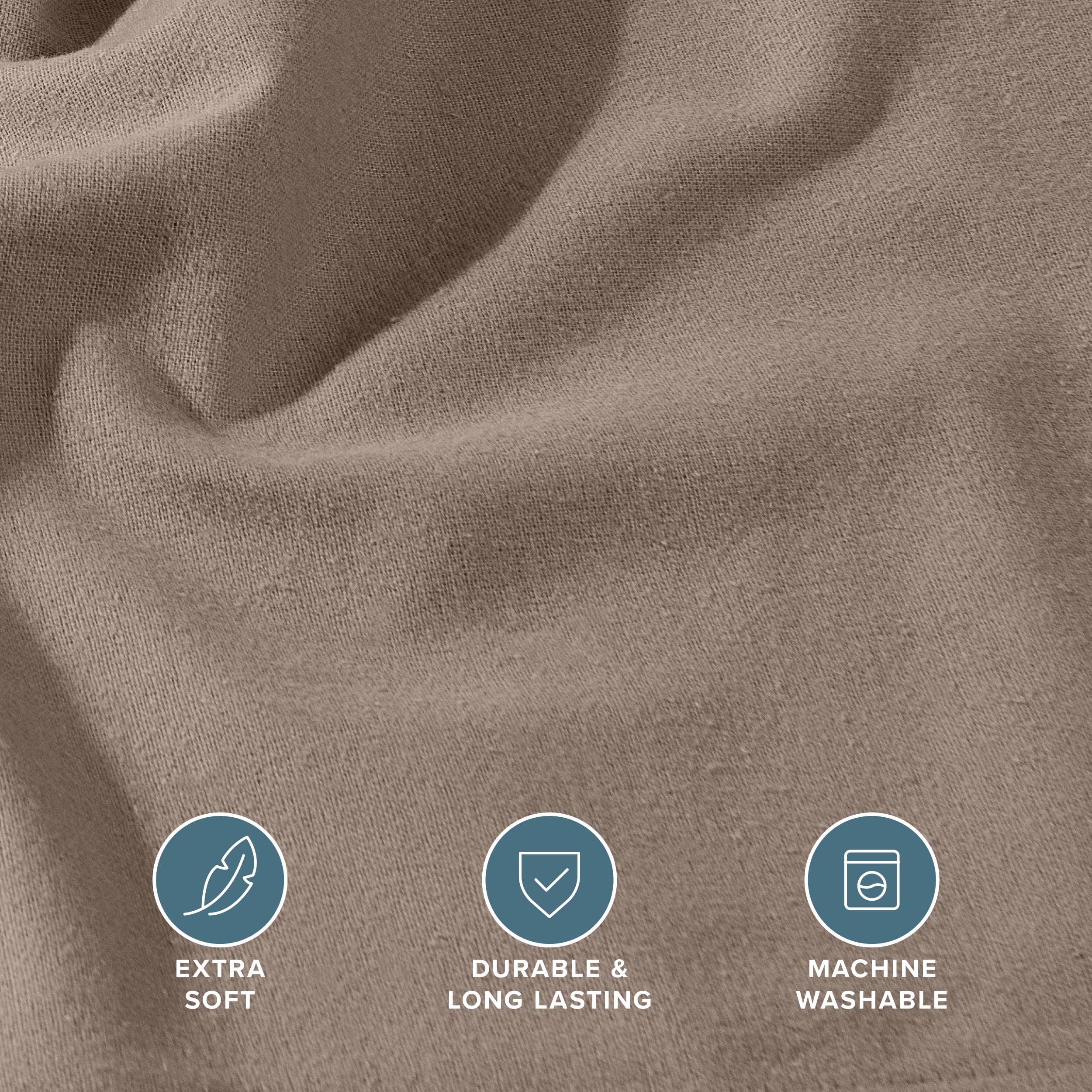 Bare Home Flannel Fitted Bottom Sheet 100% Cotton, Velvety Soft Heavyweight - Double Brushed Flannel - Deep Pocket (Twin, Taupe)