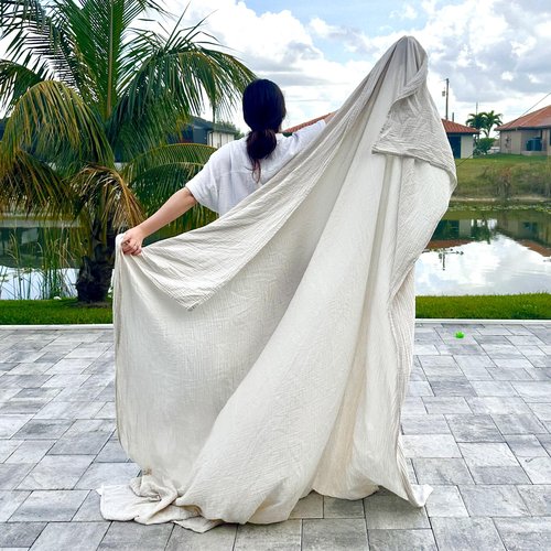 The Air Blanket - 100% Muslin Cotton “Swaddle” Throw, 85”x 85”, Adult One-Size, Hot Sleeper, Naturally Cooling, Soft Durable Gauze, Sleep & Lounge (2 Layer (Warm), Caribbean Sand)