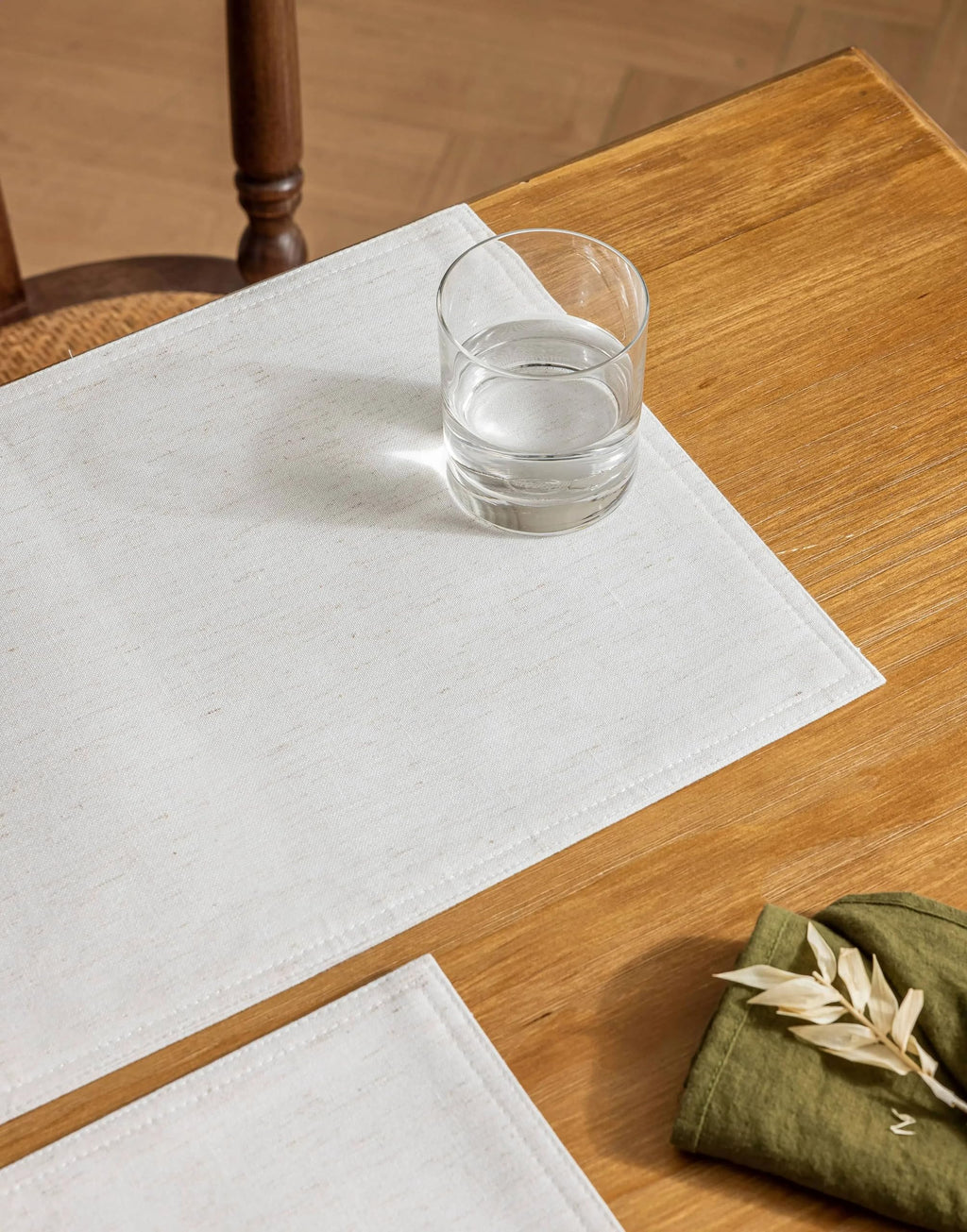 Placidy Rectangular Cloth Place Mats for Dining Tables Set of 12 Washable Water Repellent Non Slip Durable Linen Placemats Table Protective 12x18 Inch