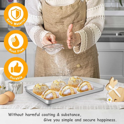 16 Inch Baking Sheet Pan, Joyfair Stainless Steel Cookie Sheet Toaster Oven Tray, Professional Bakeware for Cookie/Bacon/Bread, Rolled Rim & Mirror Finish, Rust Resistant & Dishwasher Safe