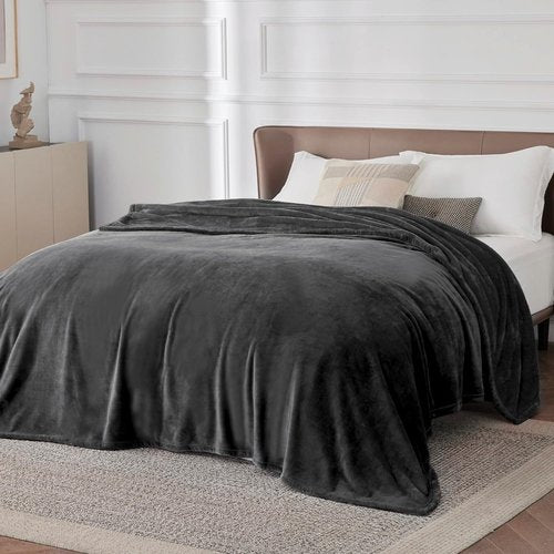 Bedsure GentleSoft Fleece Blanket - Cozy Lightweight Plush California King Size Charcoal, 102x96 Inches