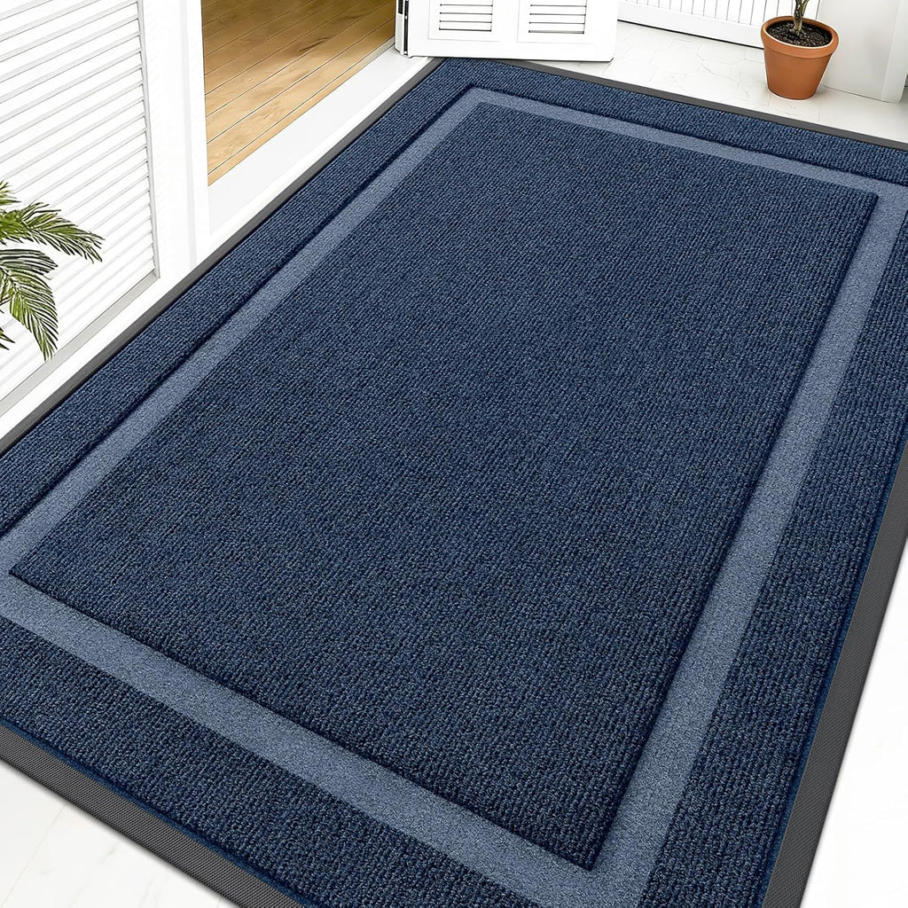 OLANLY Waterproof Front Door Mat - All-Season, Fade Resistant, Easy Clean | 59x40, Blue