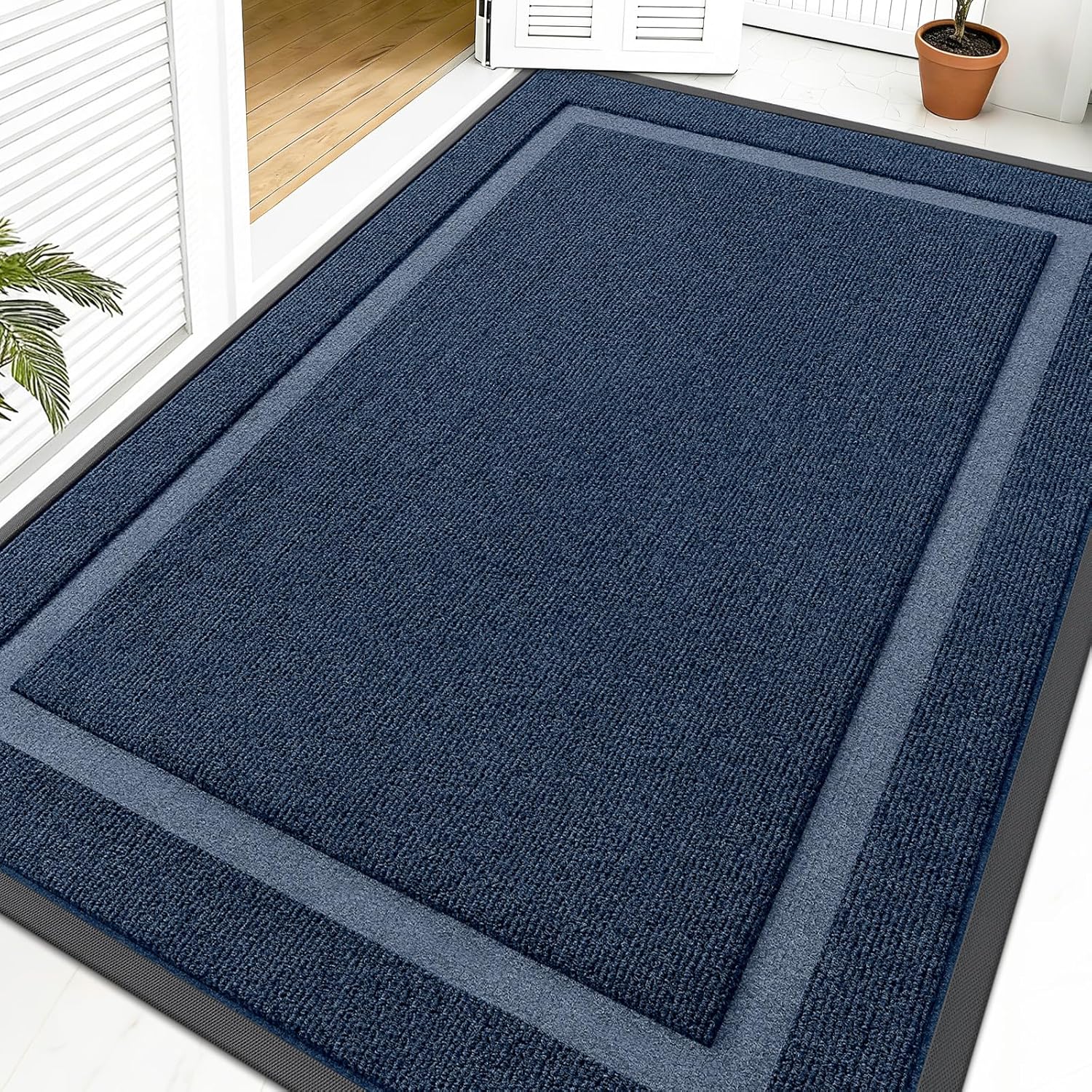 OLANLY Waterproof Front Door Mat - All-Season, Fade Resistant, Easy Clean | 59x40, Blue