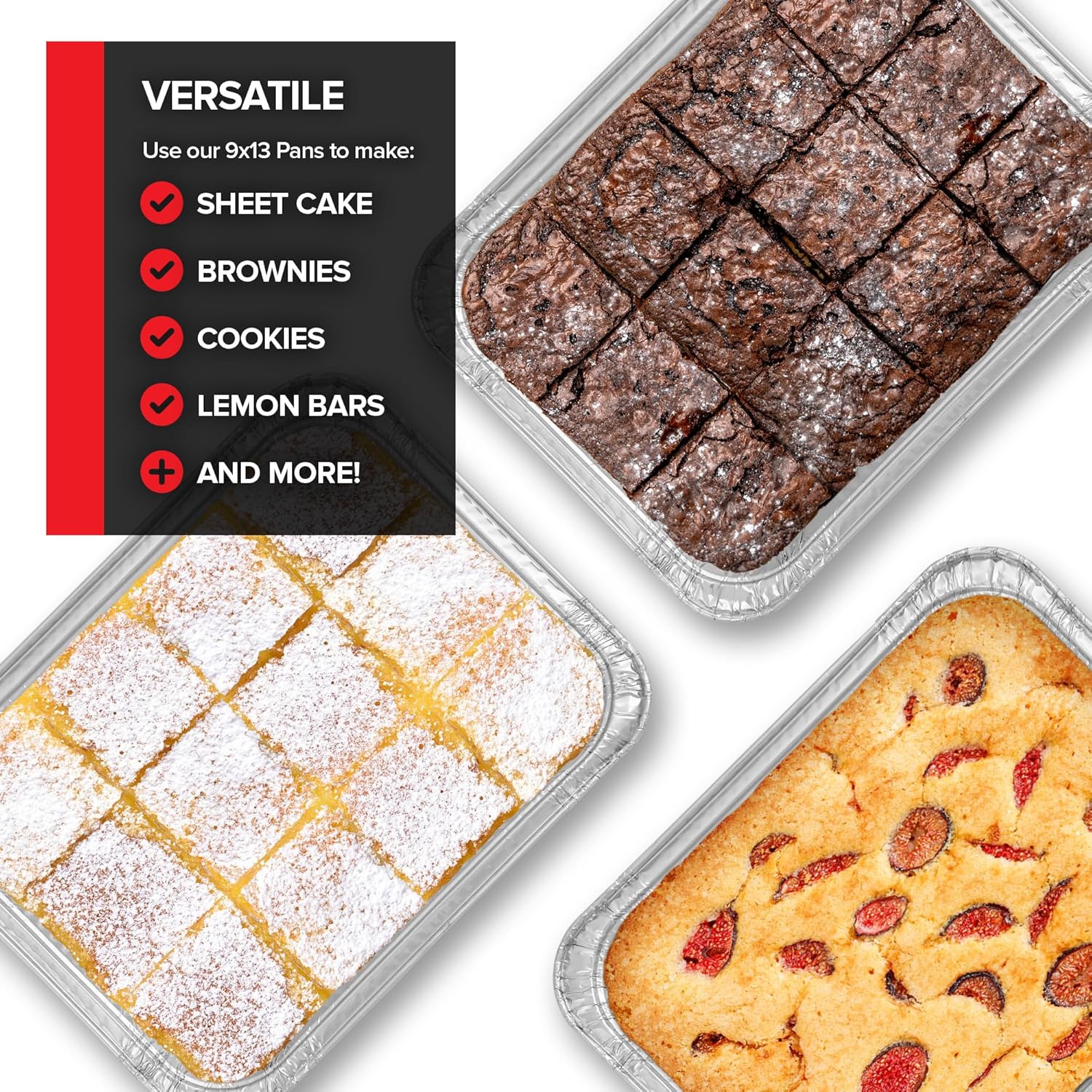 Regine Switzerland Disposable Aluminum Pans - Heavy Duty 9x13 Baking Tins | 30 Pack for Cookies, Brownies & Sheet Cake