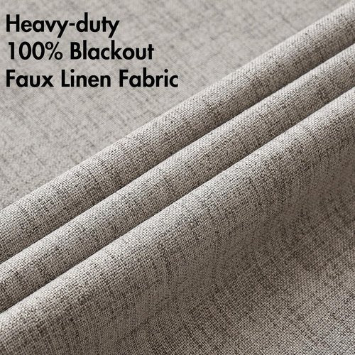 MIULEE 100% Blackout Linen Textured Curtains - Thermal Insulated Room Darkening Drapes | Warm Taupe, 42 x 84 Inch (2 Panels)