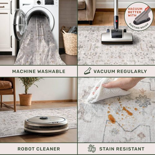 Hazo Haus Hallway Runner Rug - Light Gray Washable, Non-Slip & Stain Resistant | 2'6" x 10' for Kitchen & Boho Décor