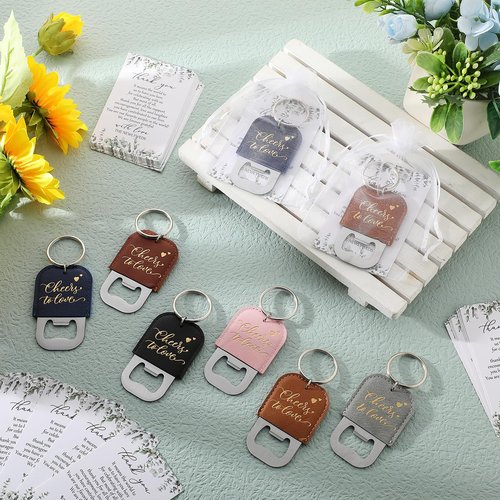 Suclain 30 Sets Wedding Favors Bottle Opener Wedding Gifts for Guest Cheers to Love Bottle Opener Keychain with Thank You Cards and Organza Bag for Guests Bridal Shower