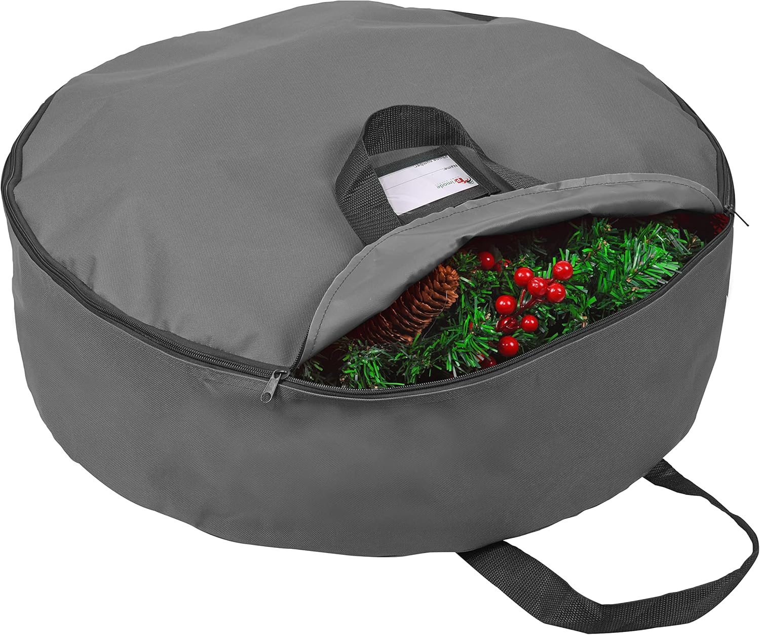 Primode Heavy Duty Wreath Storage Bag - 36" Durable Oxford Polyester Container with Handles (Gray)