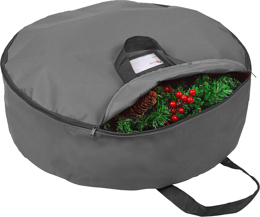 Primode Wreath Storage Bag - Heavy Duty 600D Oxford Polyester with Handles | Durable Xmas Holder (30", Gray)
