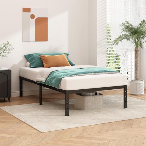 HLIPHA Metal Platform Bed Frame - 14 Inch Tall Twin Size with Sturdy Slat Support | Easy Assembly, Black