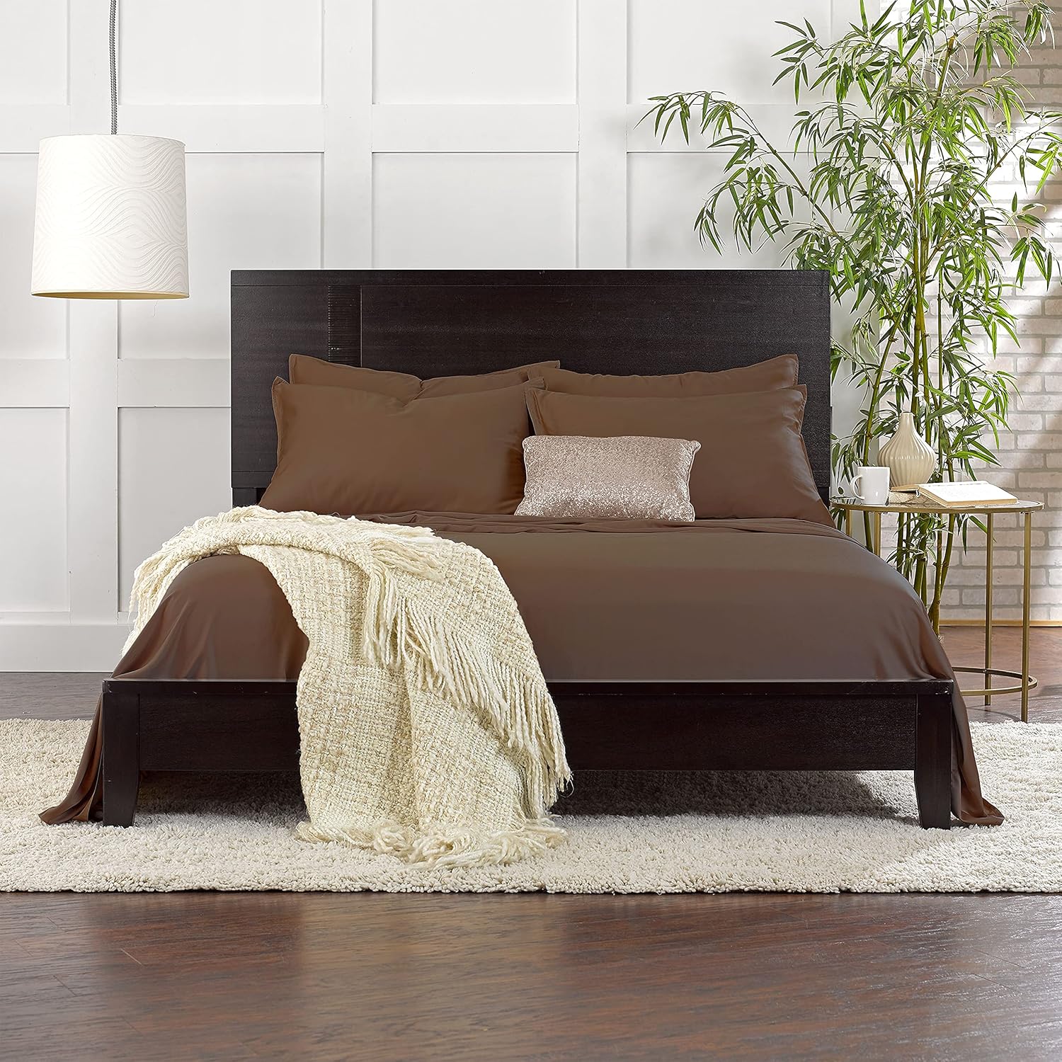 Pure Bamboo California King Sheets - 100% Organic Viscose Bed Sheet Set, Soft & Cooling, Coconut Husk