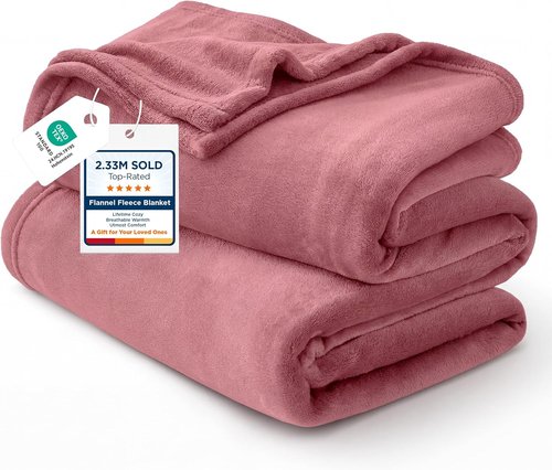 Bedsure GentleSoft Fleece Bed Blanket - Soft, Lightweight, Cozy Queen Size in Dusty Rose | 90x90 Inches