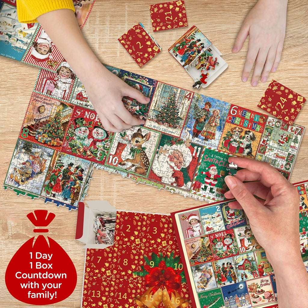Skiennix Christmas Advent Calendar Puzzle - 1000 Piece Holiday Countdown Jigsaw for Adults