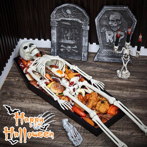 Mifoci 32'' Tall Halloween Charcuterie Board Coffin Tray Large Wooden Coffin Serving Tray Spooky Gothic Home Decoration Creepy Gothic Bathroom Accessories Dessert Tray (Black,Basic Style)