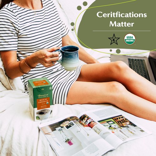 Teeccino Mexican Chocolate Herbal Tea - Rich & Roasted Herbal Tea That’s Caffeine Free & Prebiotic for Natural Energy, 25 Tea Bags