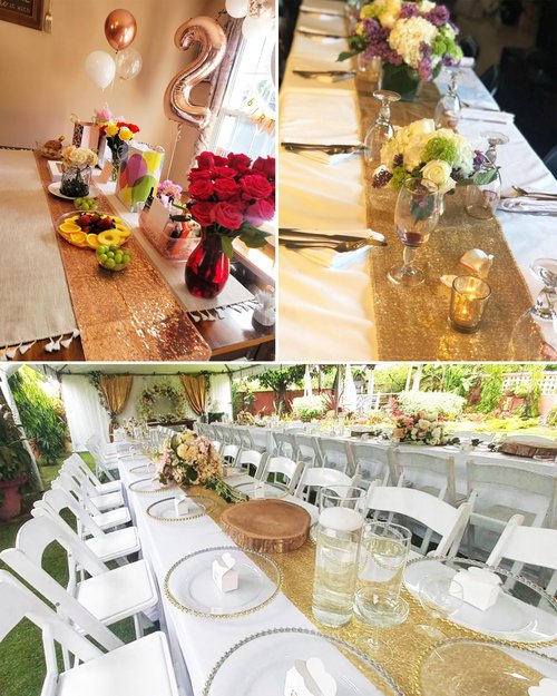 10 Pack Sequin Gold Table Runners 12 x 108 Inches Glitter Golden Table Runner for Party Wedding Birthday Engagement Banquet Meeting Anniversary Christmas Dining Room Decoration