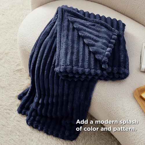 Bedsure GentleSoft Fleece Blanket - Cozy Navy Blue Throw for Couch, 60x80 Inches