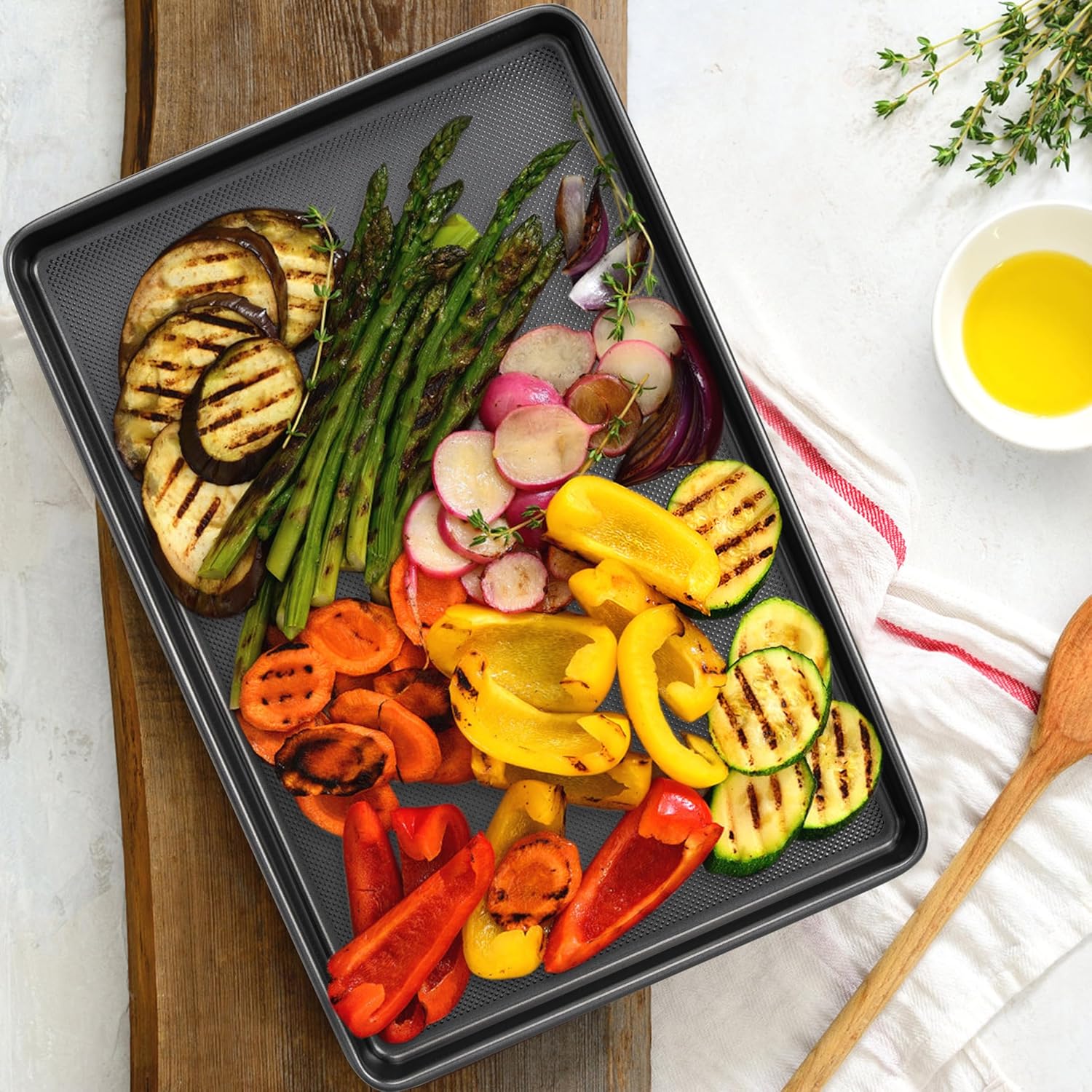 Tiawudi Baking Sheet Pan Set - Heavy Duty Nonstick Cookie Sheets with Diamond Texture | 3-Piece Carbon Steel Set