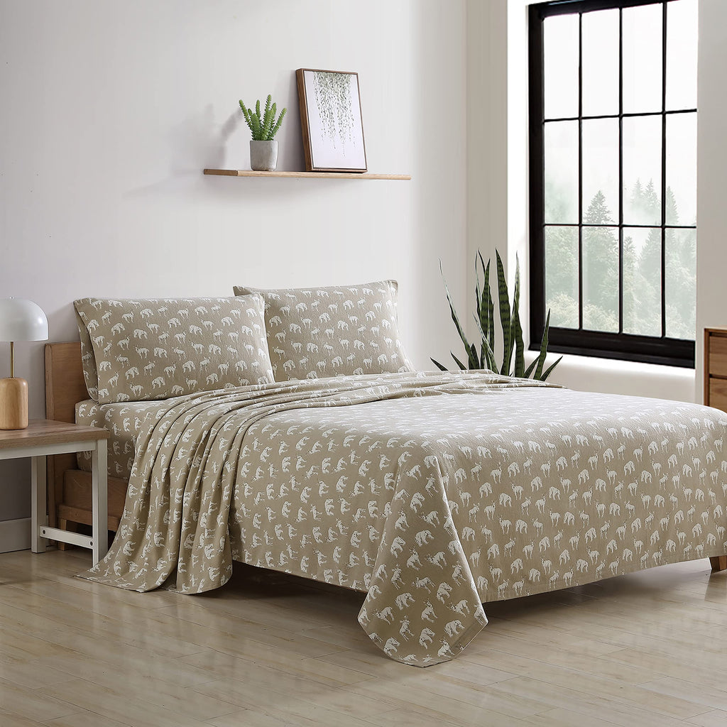 Eddie Bauer - King Sheets, Cotton Flannel Bedding Set, Brushed for Extra Softness, Cozy Home Decor (Buckhead Ridge, King)