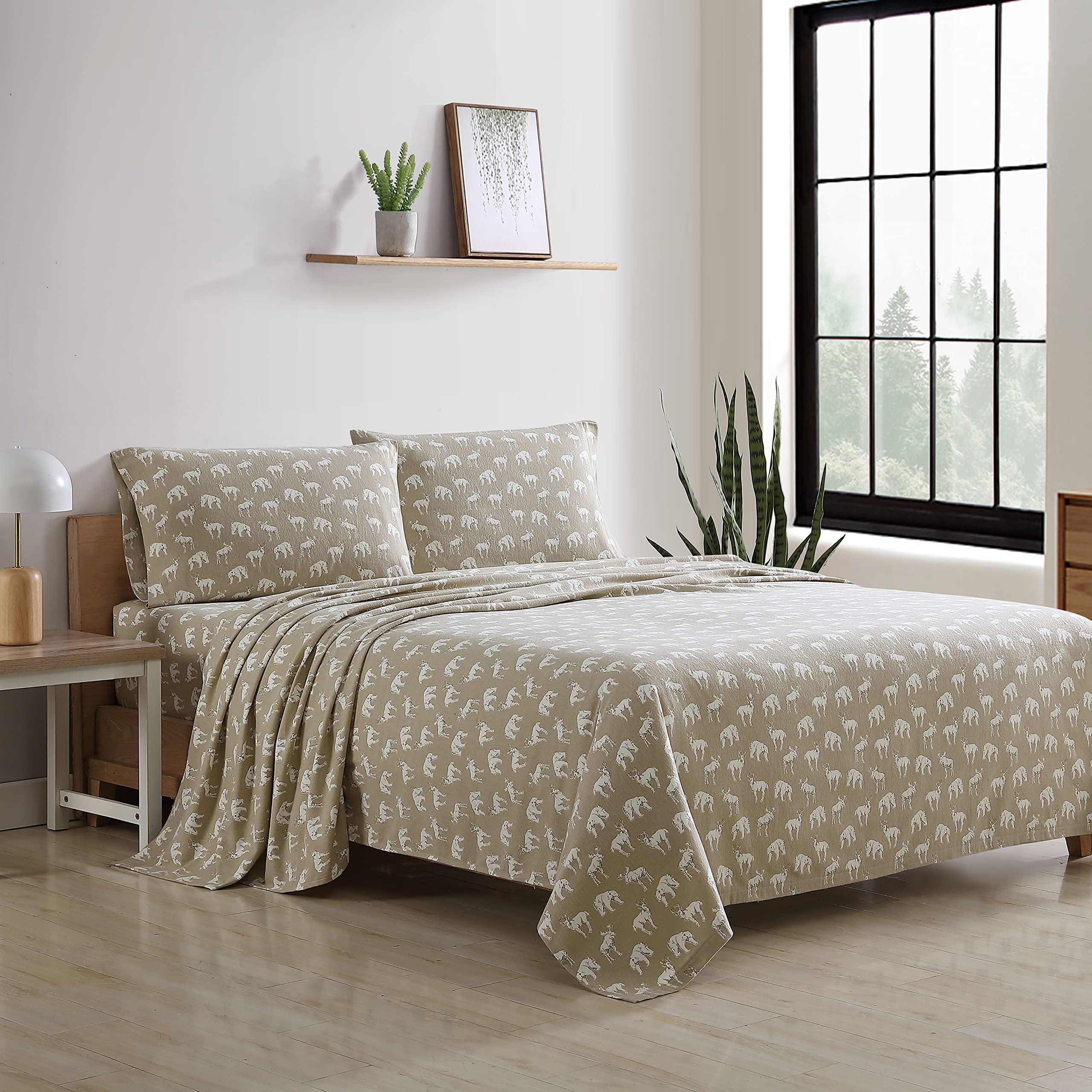 Eddie Bauer - King Sheets, Cotton Flannel Bedding Set, Brushed for Extra Softness, Cozy Home Decor (Buckhead Ridge, King)