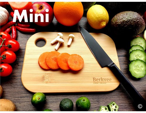 2 PCs Berkvee Small FSC-CERTIFIED Bamboo Wood Cutting Board Set – Mini Lightweight Wooden Cutting Board- BPA Free