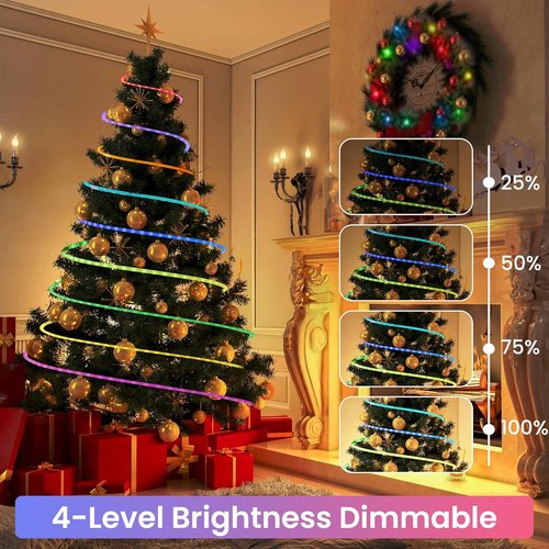 Jnaurb RGB Color Changing Rope Lights - 33ft Smart String Lights with Remote & APP Control | Waterproof Music Sync for Bedroom & Garden