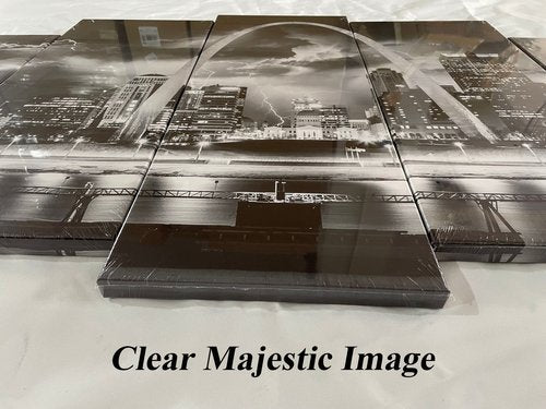 FuShvre St Louis Wall Decor Skyline Canvas Art Pictures Black and White City Prints Living Room Bedroom Framed Large