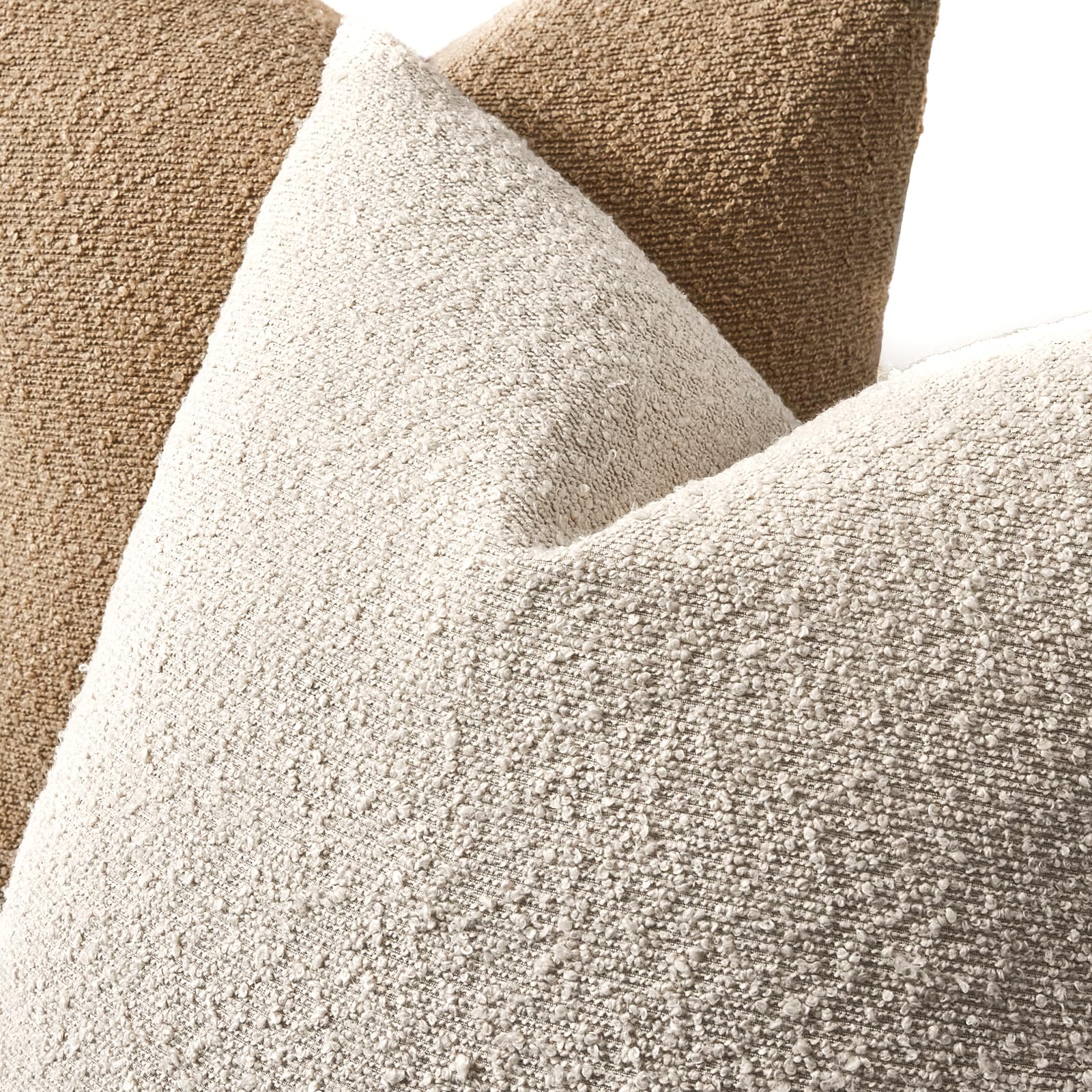 EIHU HOME 18x18 Boucle Throw Pillow Covers, Set of 2, Beige