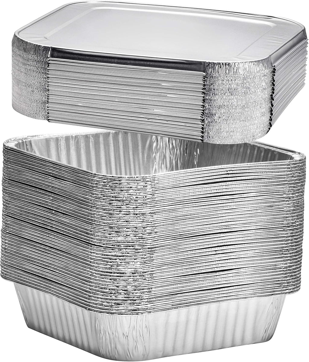 Aluminum Pans 8x8 - 20 Pack Disposable Foil Pans With Lids For Cooking, Baking & Roasting