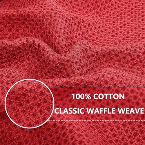 Homaxy Kitchen Dish Cloths - 100% Cotton Waffle Weave, Ultra Soft & Absorbent | 12 x 12 Inches, 8-Pack, Brick Red