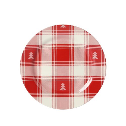 Martha Stewart Christmas Plates 12 Piece Decorated Red and White Stoneware Dinnerware Set