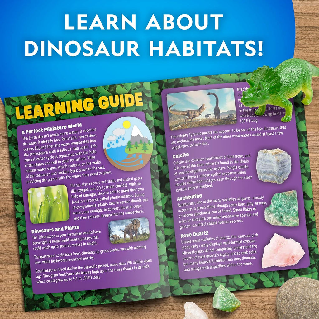 National Geographic Dinosaur Terrarium Kit - Light-Up Dino Habitat with Real Plants & Science Fun for Kids