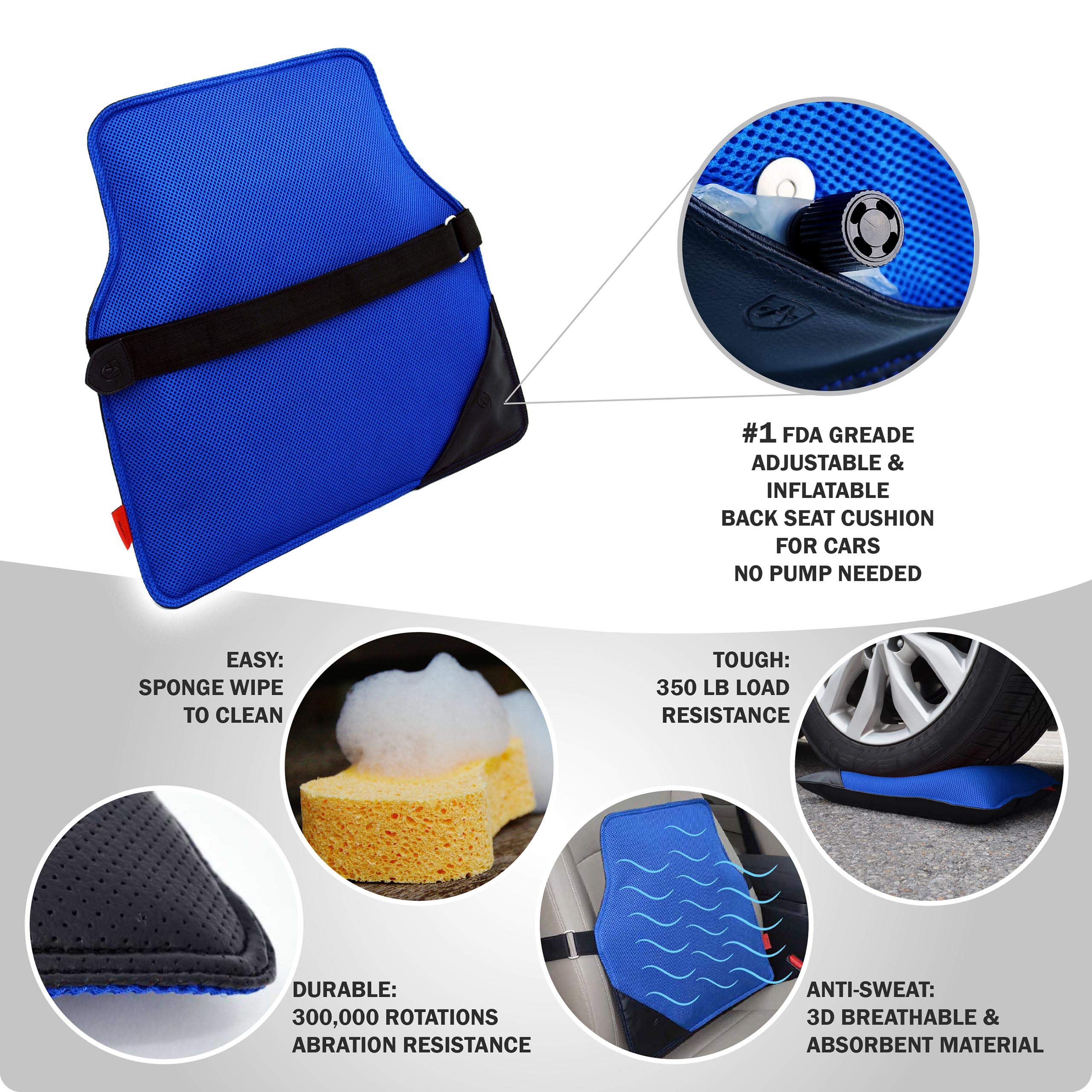 AJUVIA JazzRX 3-in-1 Back Support Office Chair Cushion for Immediate Pain Relief, Air-Cell Technology Orthopedic Lumbar Pillow for Car Seat