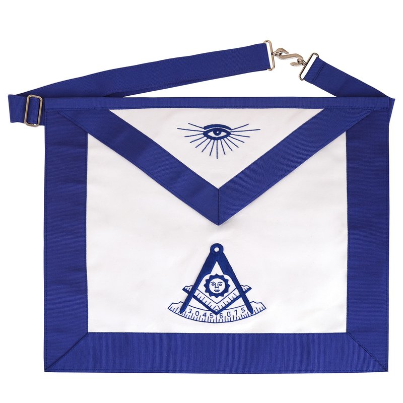MasonicHub Blue Lodge Past Master Mason Apron Hand Embroidered with Square & Compass 100% Lambskin Past Master Masonic Apron