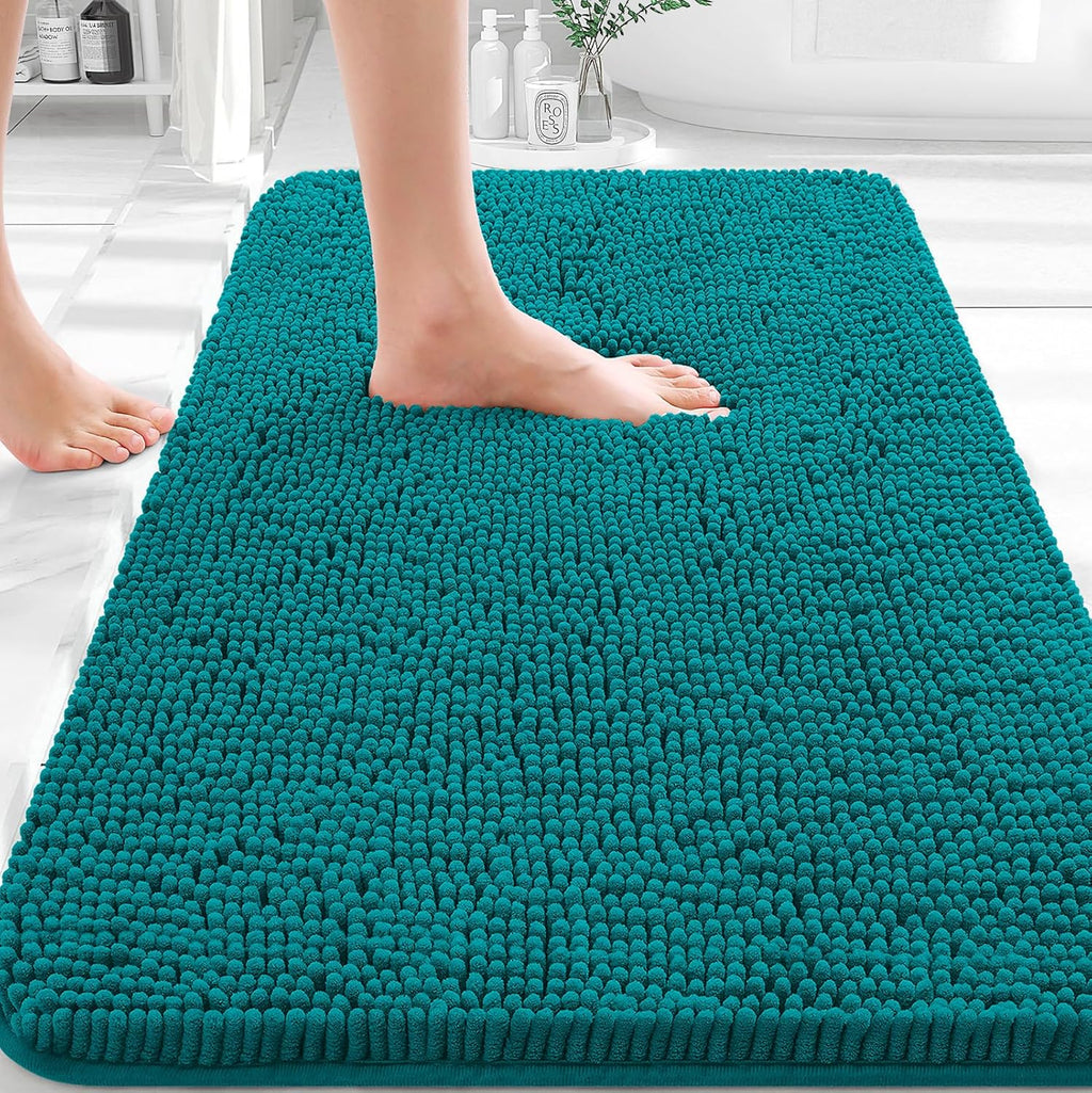 OLANLY Bathroom Rugs - Extra Soft Chenille Bath Mats | Quick-Dry, Machine Washable, 36x24, Deep Lake