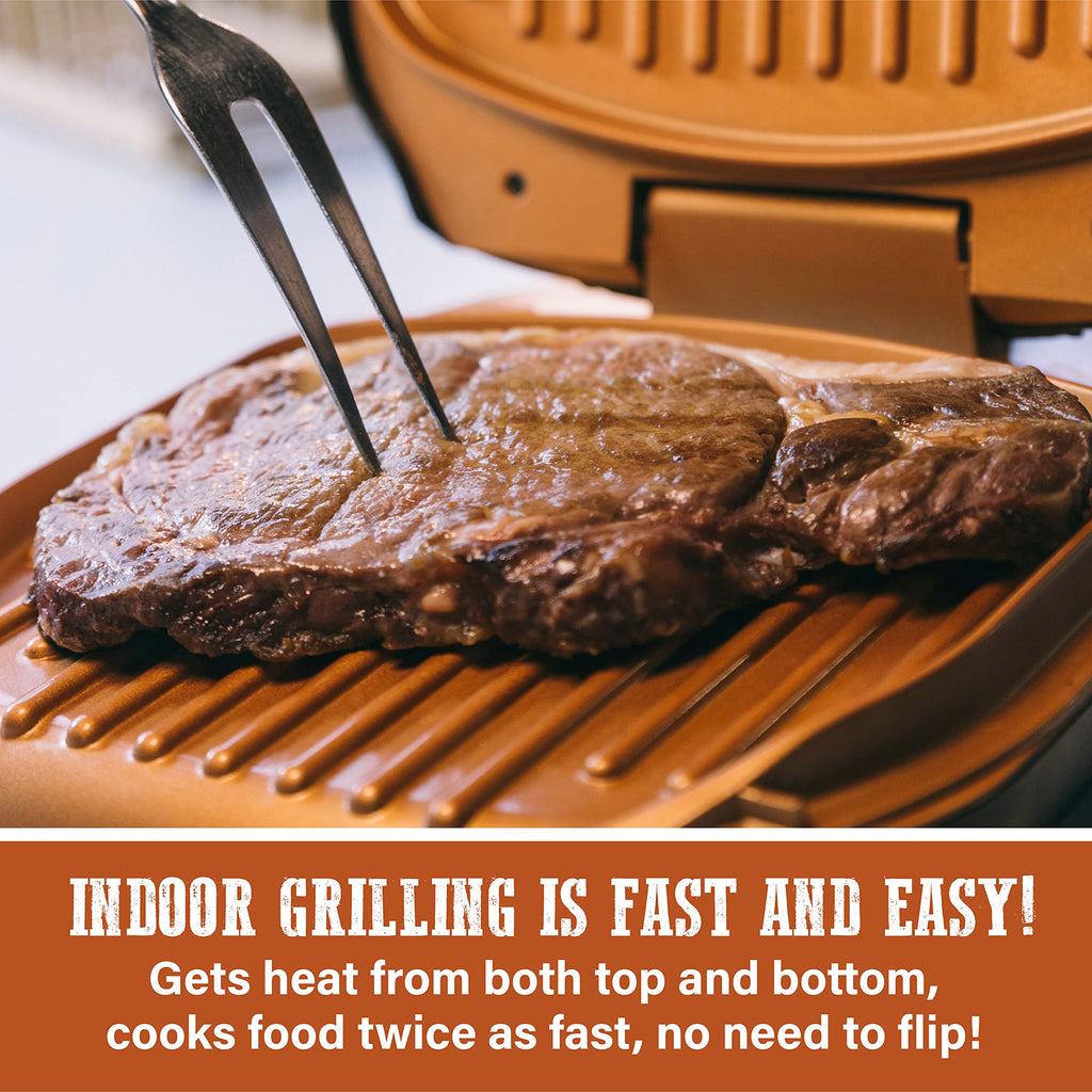 Gotham Steel Electric Grill Low Fat Multipurpose Sandwich Grill with Nonstick Copper Coating – As Seen on TV Large