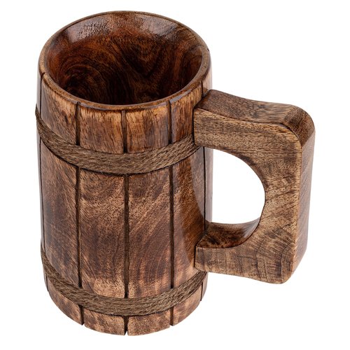 GoCraft Handmade Wooden Beer Mug – Burnt Wood Finish – Classic Tankard Drinking Stein – Perfect for Camping, Travel, Outdoor Use – Tea & Coffee Mug with Handle – Great Gift for Men